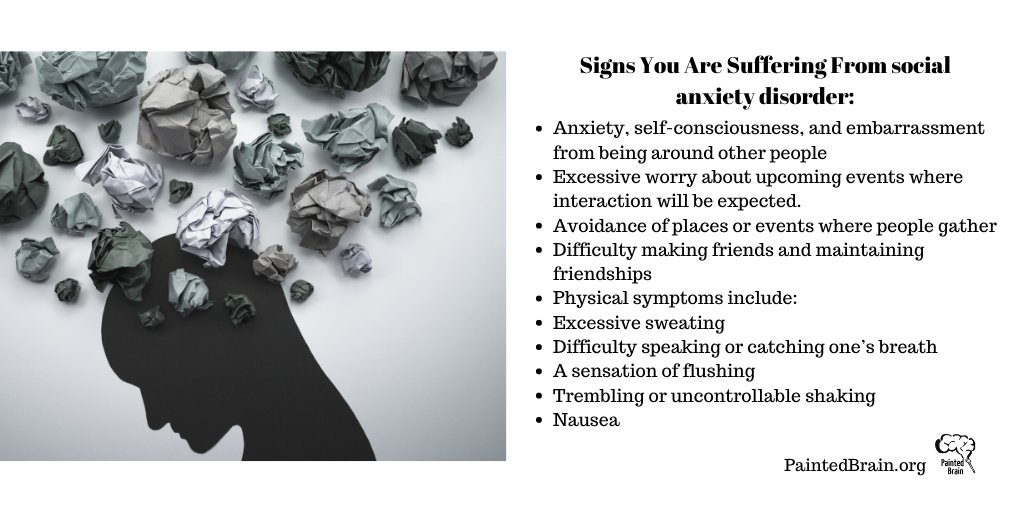 PaintedBraiNews's tweet photo. Social anxiety is not the same thing as shyness. It's much more pervasive and can interfere with forming relationships. Try some of these coping strategies to make it more manageable.

https://t.co/0yLFrm3GxQ https://t.co/Kr5FXGpBfC