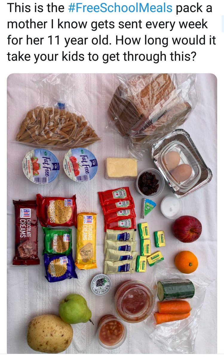 Another example of shocking negligence of health and wellbeing of struggling families. In the face of an unprecedented crisis, adequate nutrition was not a priority. As the result some children's  #FreeSchoolMealsLooked like this:  https://www.theguardian.com/world/2020/jun/21/government-attacked-for-ignoring-expert-advice-on-nutrition-in-food-parcels  https://twitter.com/RobbieCanCook/status/1273631492757995522