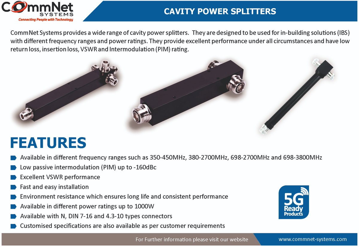 CommnetSystems's tweet photo. #Commnetsystems #telecommunications #power_splitters #IBS #passiveDAS #5G #Tetra https://t.co/muC4Blb9Md
