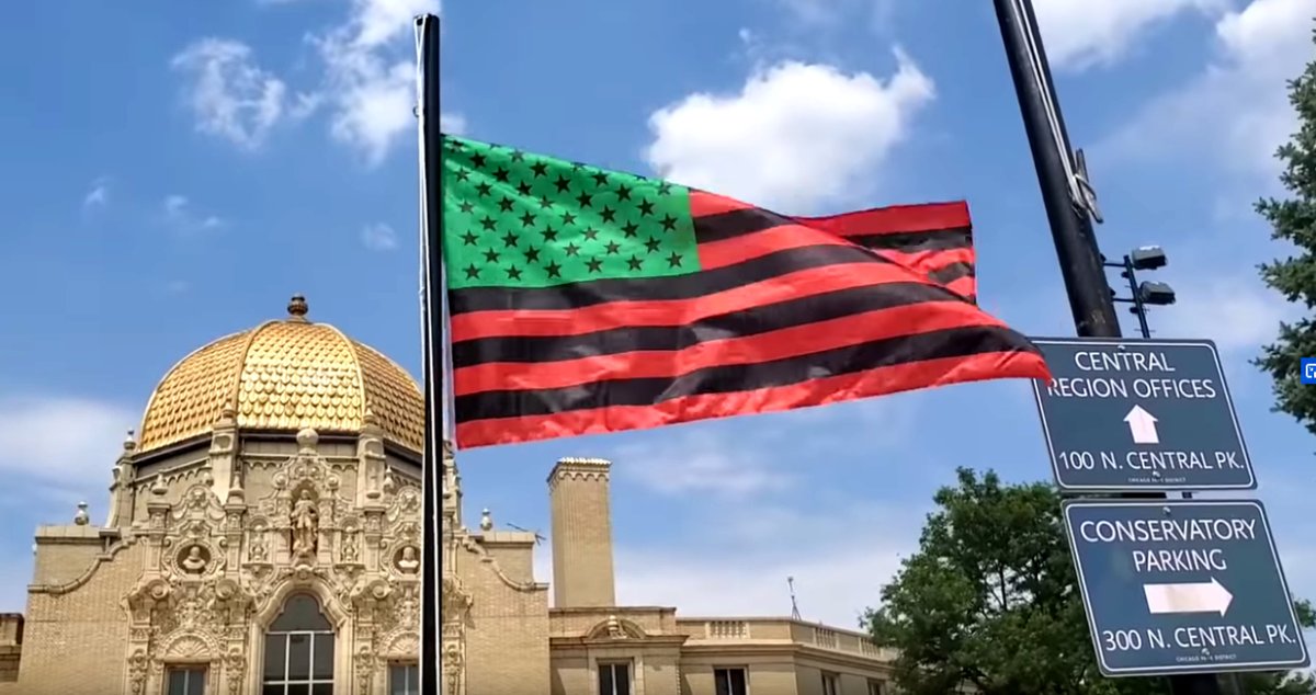 Many people have lamented over cities and states flying a confederate flag.  I’m curious their thoughts with Chicago appropriating the American flag with the colors of the black panthers.