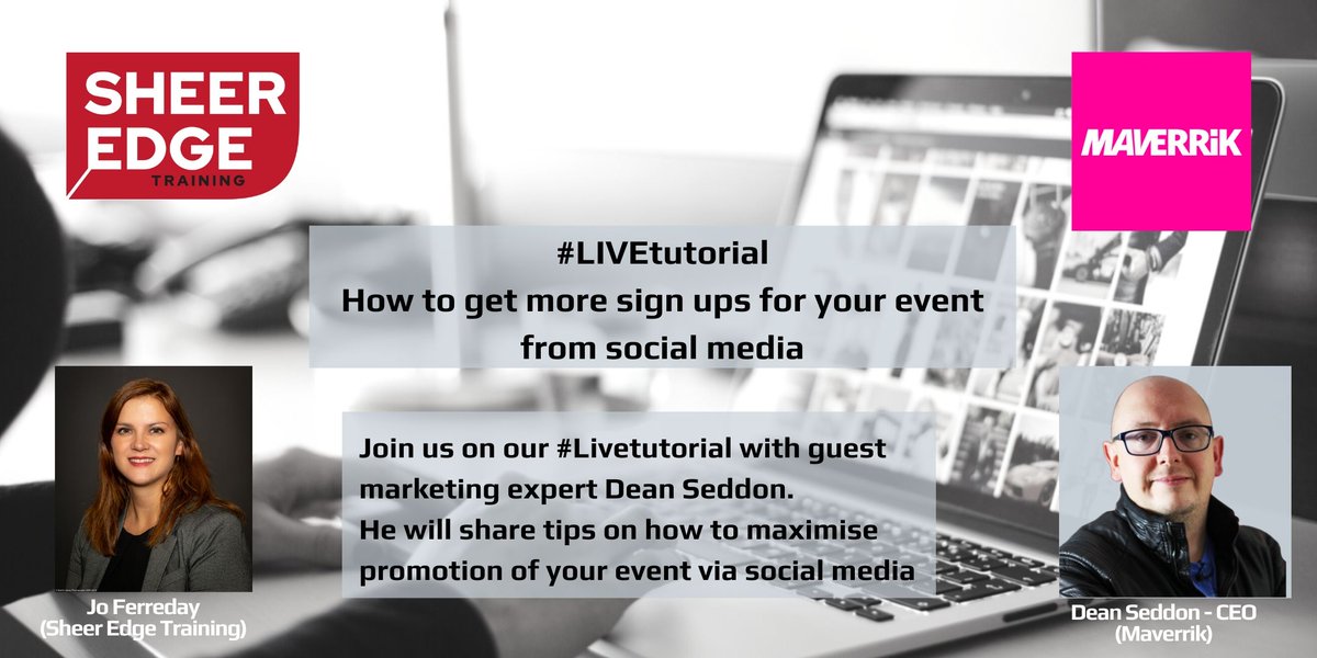 sheer_edge's tweet image. Are you keen to up skill and learn more about certain subjects.
Well, you're in for a treat! We have @deanseddoncom of @MaverrikCo joining us for a #Livetutorial on how to promote your event using social media.
Book here: tiny.cc/5gd3q
#onlinetraining #socialmedia