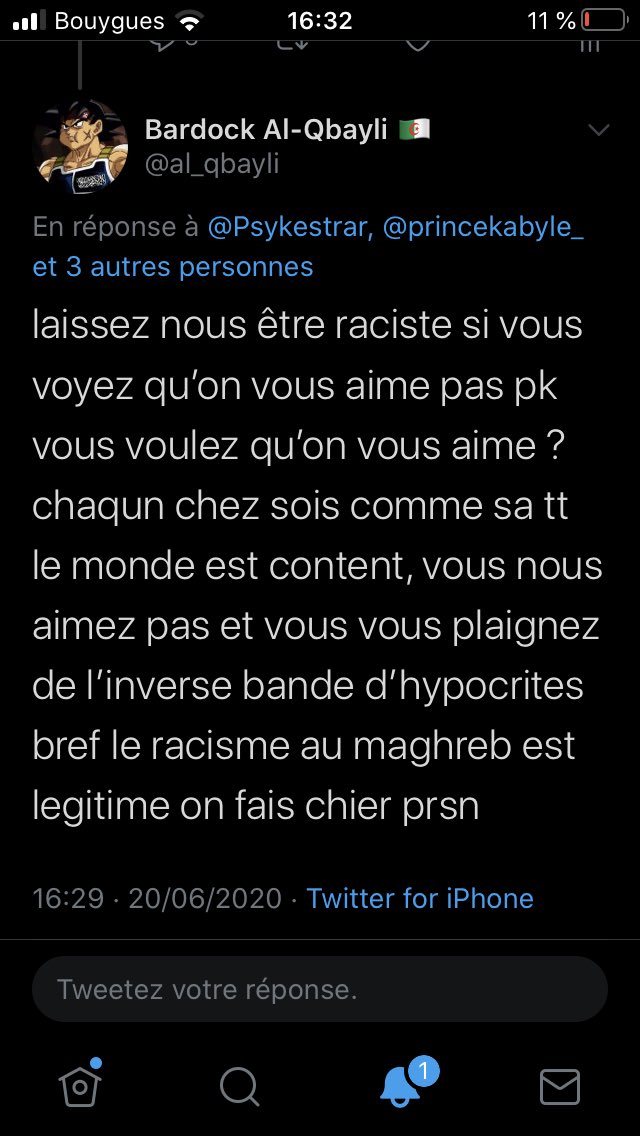 On ne parlent pas assez de ce genre de déchet, une negrophobie aussi décomplexé c’est grv même les fachos n’osent pas, la haine se ressent... Les mêmes qui se plaindront d’une Mila alors qu’ils donnent une mauvaise image de leur propre communauté/religion   #ItsOkayToNotBeOkay