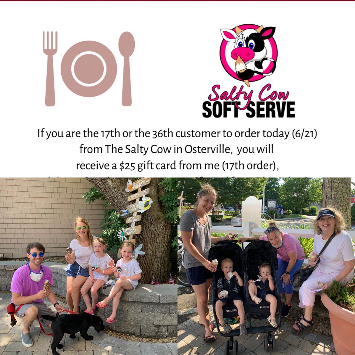 WillCrockerJr's tweet image. Congratulations to customers #17 and #37 who won a $25 gift certificate to the Salty Cow - today’s restaurant of the day! #eatlocal #shoplocalcapecod #saltycowma
