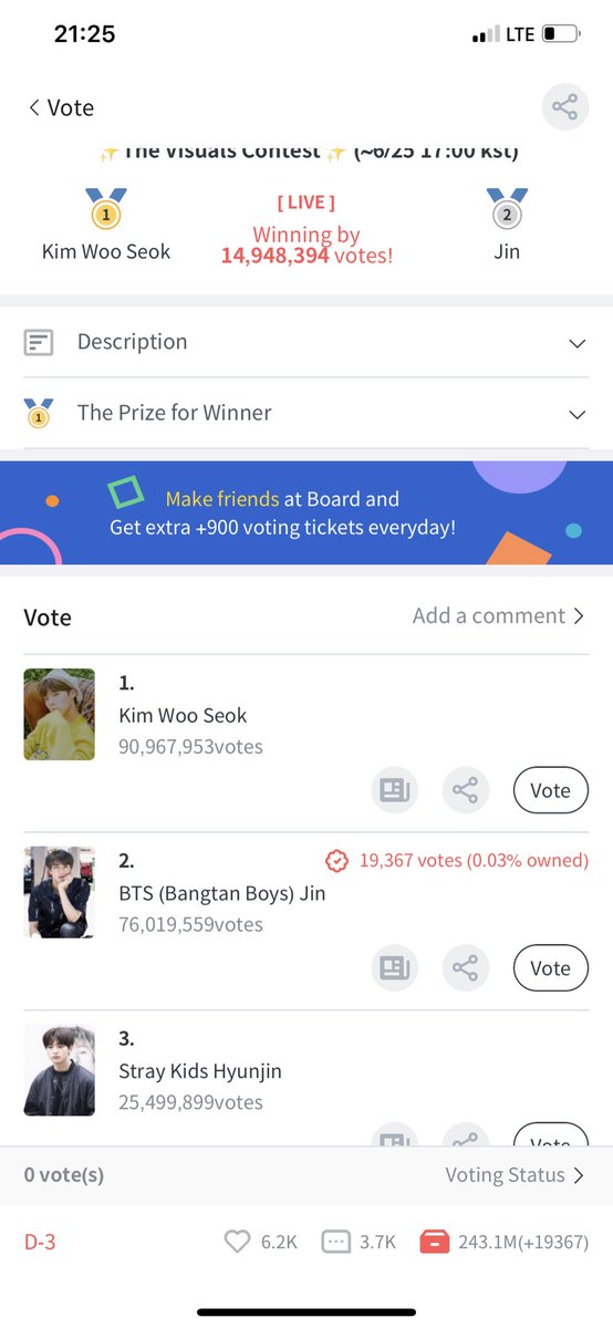 jeonr97's tweet photo. hace casi dos horas había sacado ss y estaba entre 15M de diferencia y bajó a 14M LSKDK, por favor sigamos votando por seokjin en fanplus, la votación termina el 25 de este mes y sé que podemos 🥺

abajo les dejo un hilo de cómo votar @BTS_twt 💜 https://t.co/n662UQ2KLm