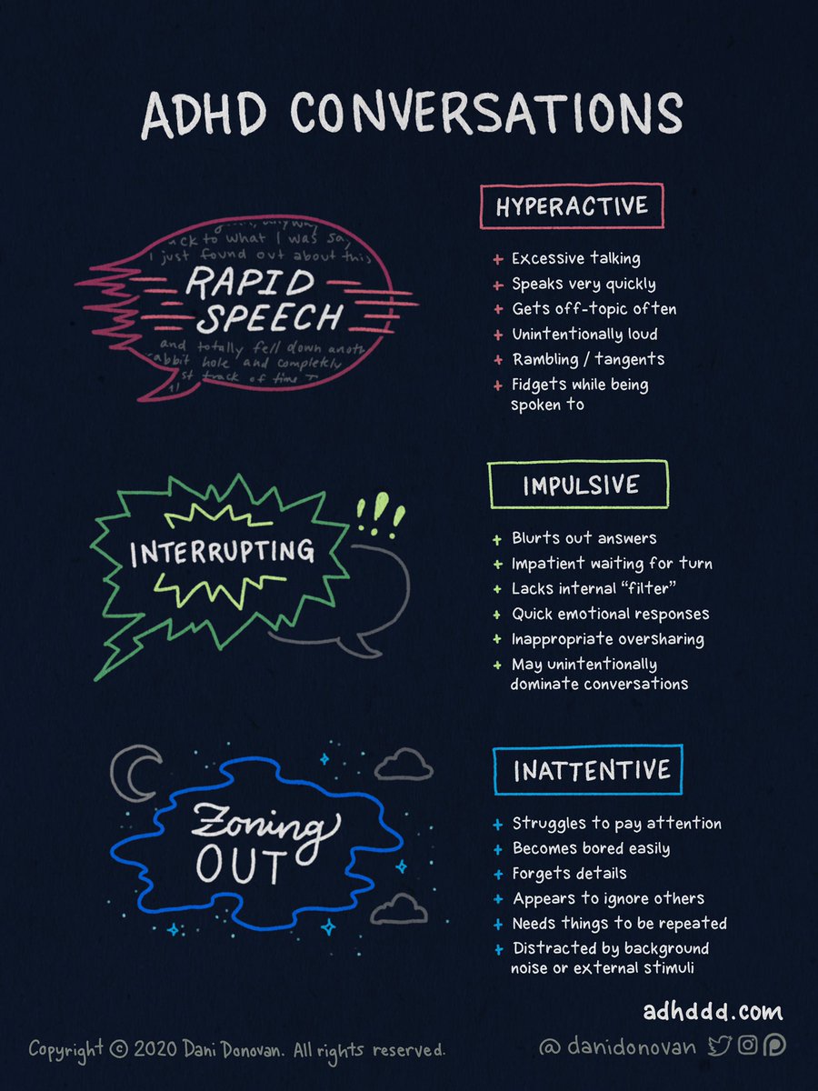 danidonovan's tweet photo. ADHD affects every area of our lives—including communication.

Do any of these sound like you? 🤔

#ADHD #NeurodiverseSquad https://t.co/hmWzjVin8O