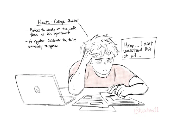 thinking about.... atsuhina cafe AU.. osamu is also there too 
#haikyuu #hq 