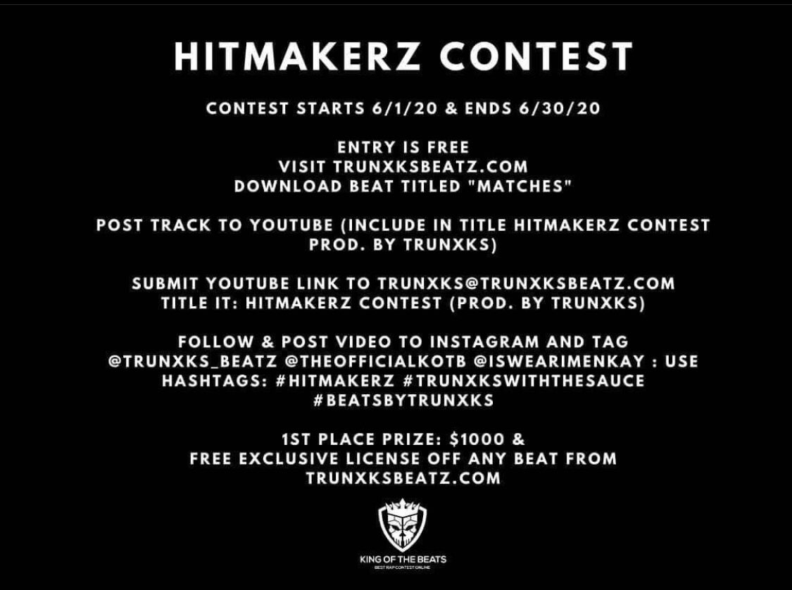 We got this a little late but there is still time! Head over to trunxksbeatz.com/music/tracks?s… download the beat “matches” and follow the steps below. Good luck!!