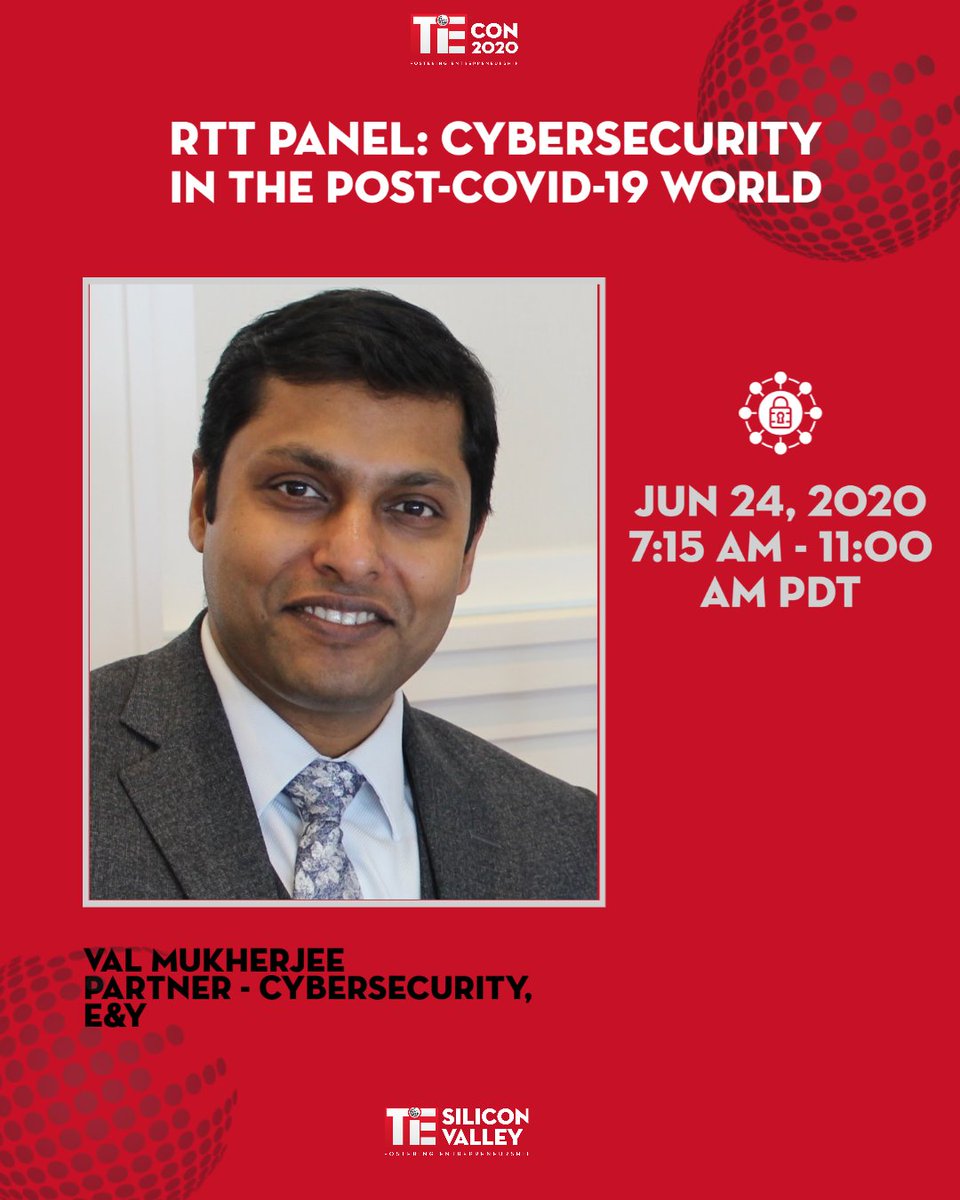 tiesv's tweet photo. Join us to hear Val Mukherjee speak on the #Cybersecurity Panel taking place on Wednesday, June 24th! #RTT #TiEcon2020 #VirtualTiEcon
For more details, register here: https://t.co/frY9VtWkr0 https://t.co/Qk0epaLusV
