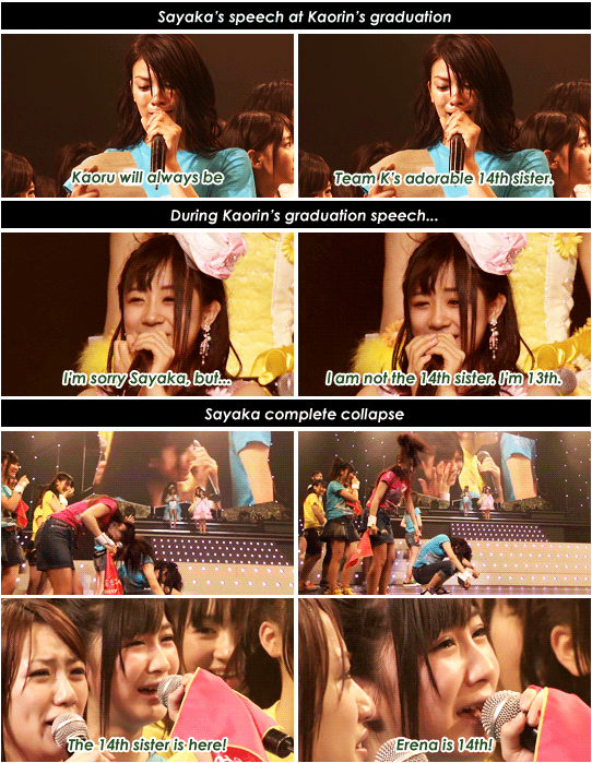 i'd post a vid of kaorin's grad but alas it is 30 mins of 2nd gen nonsense. Here's an image set of some of the madness; noone in Team K knowing their ages, despite having a song all about it.