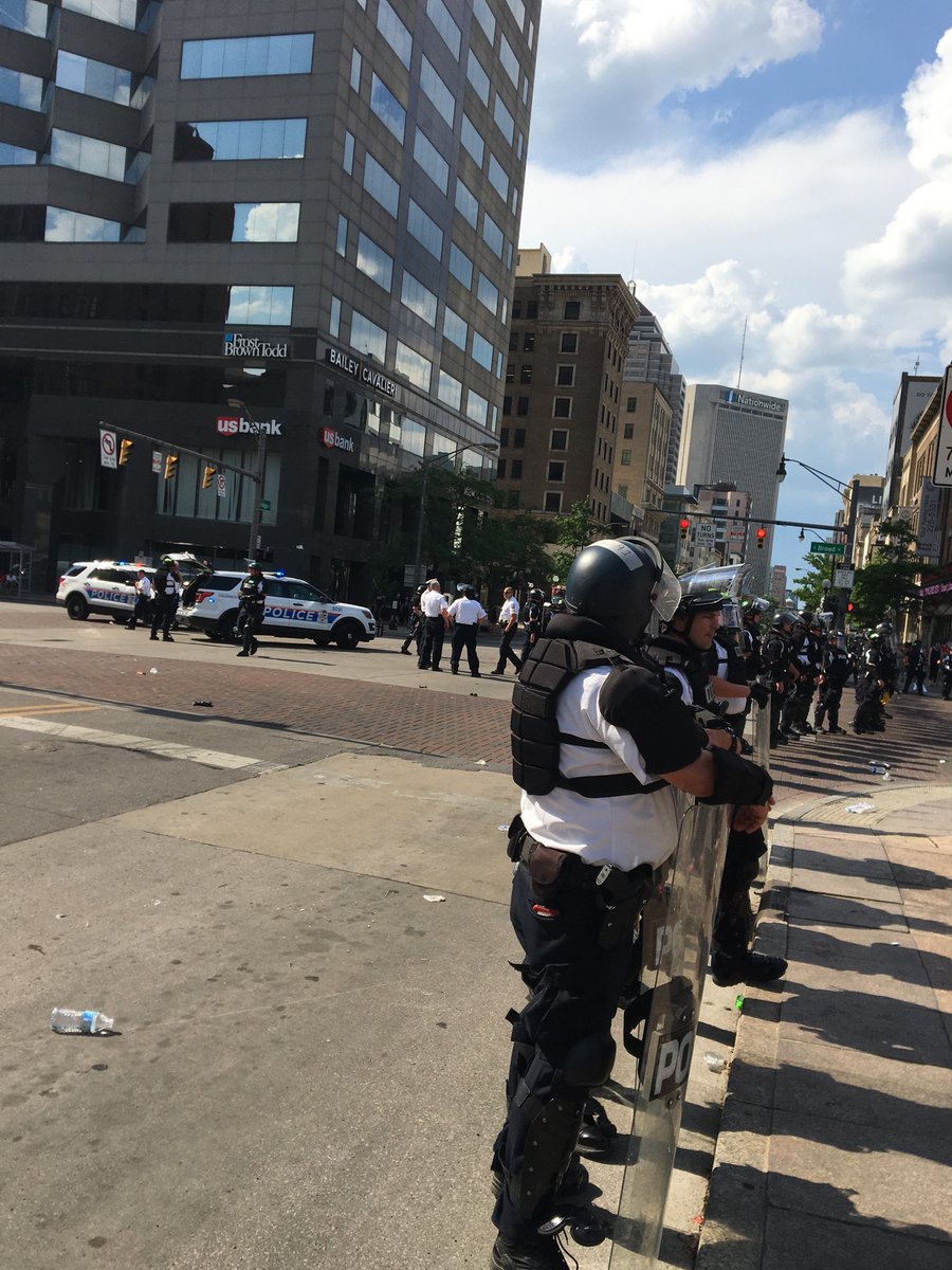 Police were just tear gassing protesters in downtown Columbus. Another 50 or so just showed up in riot gear. Probably 70(ish) cop cars blocking off high street.