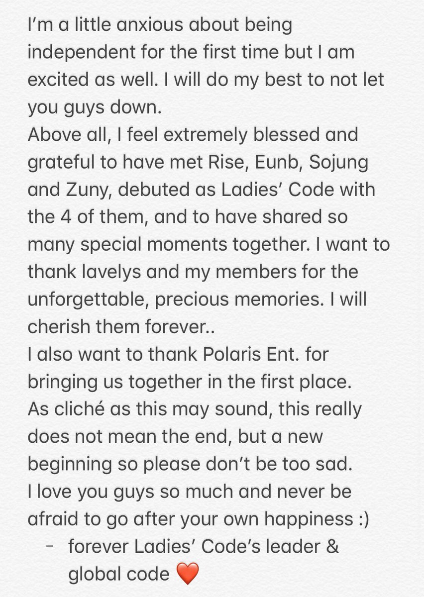 Oh, almost forgot some of the best tidbit about this whole mess: None of the Ladies' Code members thanked Polaris Entertainment for the past seven years. Only Ashley and Sojung thanked them for bringing them together. Which makes sense b/c the company didn't do anything for them.