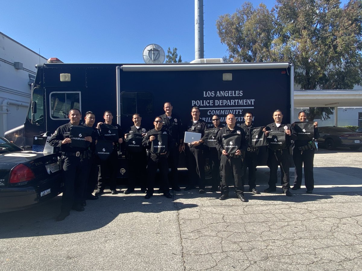 LAPD_Southwest's tweet photo. Thank you to #Mobilityware for providing these #Apple Laptops to our graduating Cadets. Even during #COVID19 our Southwest Cadets still pushed through for #Graduation2020. #Congratulations to Cadet Gabriela, Diana and Justin and we know you'll do great in College next year. https://t.co/wF00WfKqBX