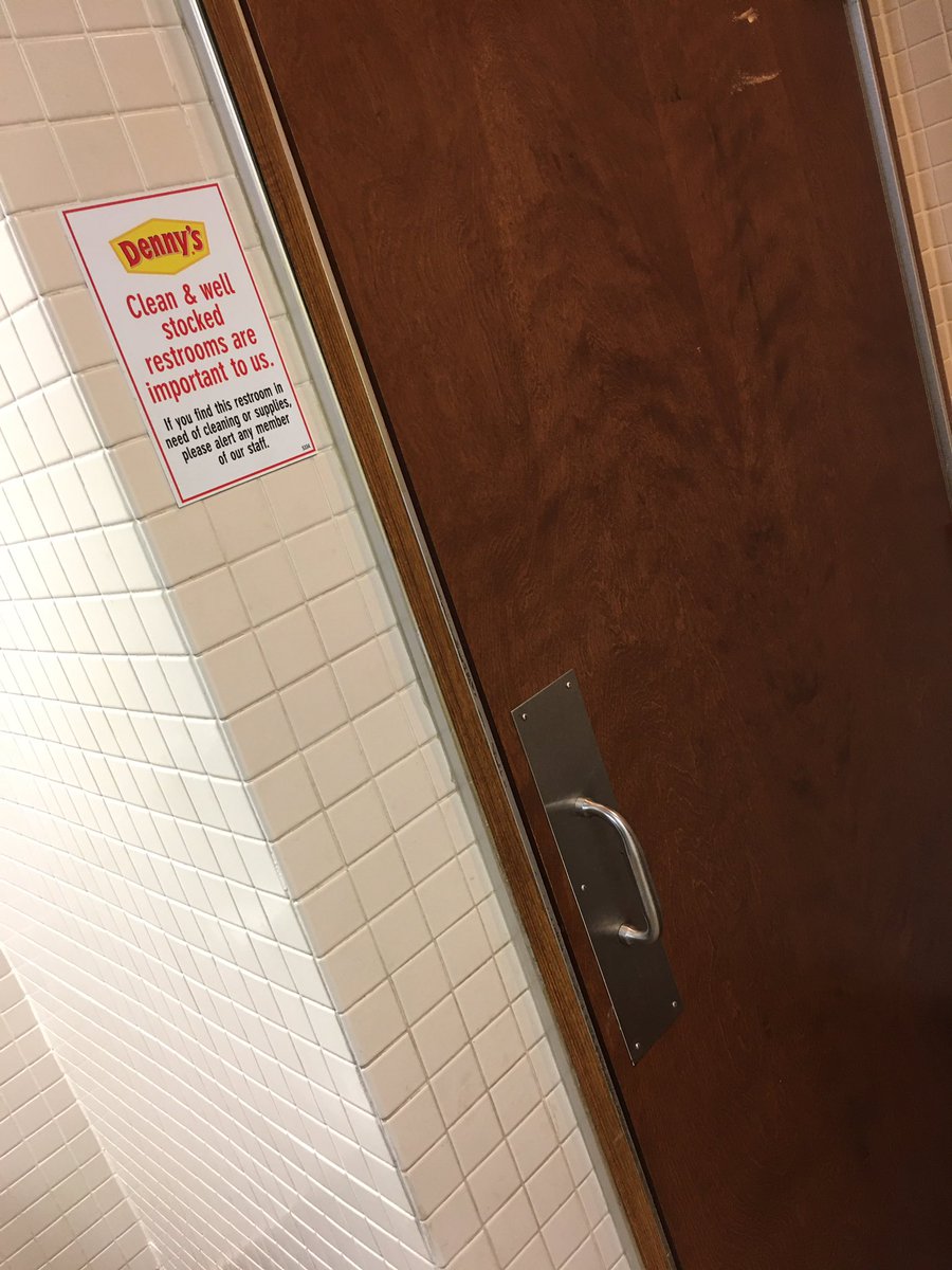 Hey <a href="/DennysDiner/">Denny’s</a> let us help you out with some microbe killing #antimicrobialcopper restroom door hardware.   It’s too inexpensive to pass up.   #nomorepapertowels #keepclean #cleanhands #doingourpart #dennys