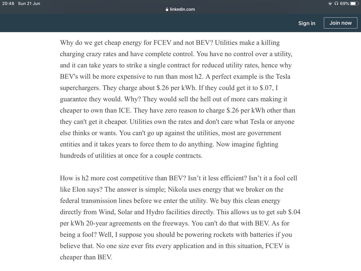 Isn’t [fuel cell tech] less efficient? Isn’t it a fool cell like Elon says? The answer is simple; yes!