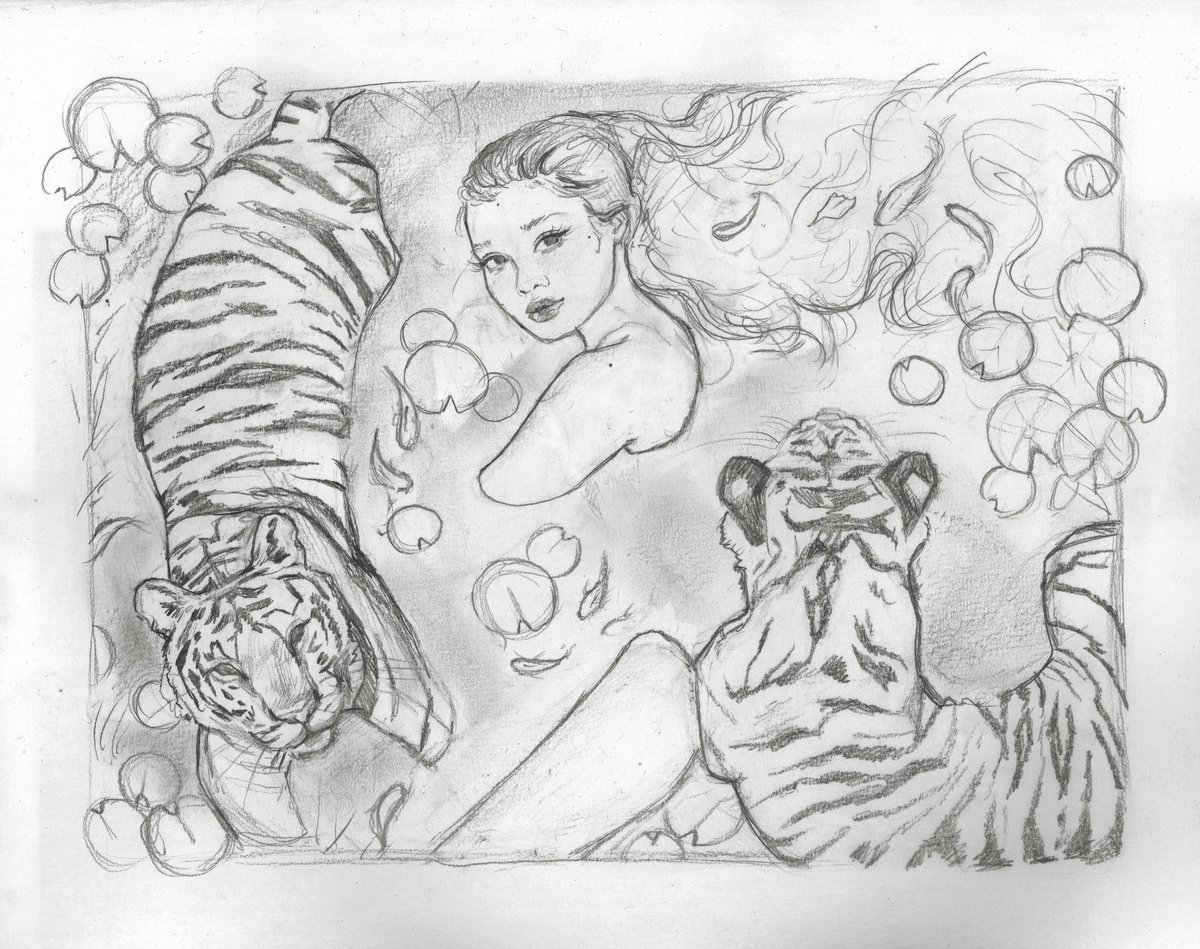 A sketch that will be turning into a painting soon, featuring my favorite animal ? 