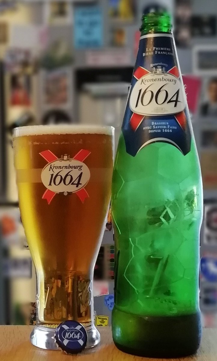 Maybe the best so far: hop bitterness in the finish which lingered somewhat. Ingredients list both hops & hop extract so perhaps that's the key to a good supermarket beer...The glass was an early addition to my collection but its odd top-heavy shape felt v precarious when full.