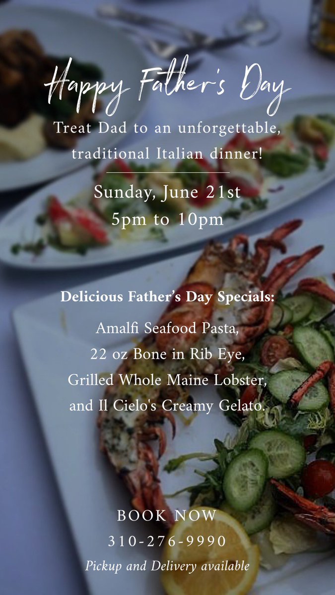 #HapptFathersDay dine in or order in! Give us a ring: 310-276-9990