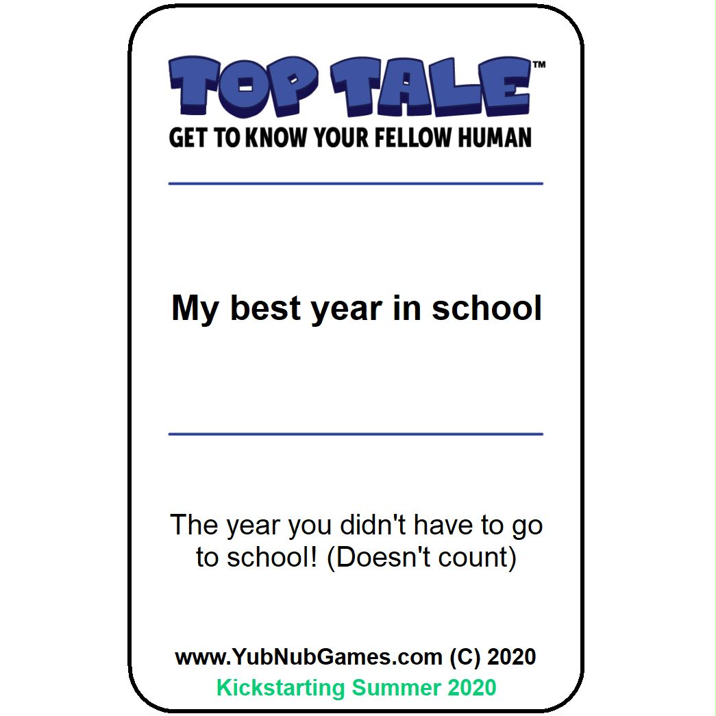 YubNubGames's tweet photo. #TopTale Topic-a-Day #GiveAway! Every day leading up to the TOP TALE #Kickstarter, a card will be posted for anyone to comment on &amp; share. Comment responses to the topic with the most likes at the end of the week will get a #freegame of TOP TALE! https://t.co/7Xzbqct0UO #cardgame https://t.co/Ni5f9SEzND