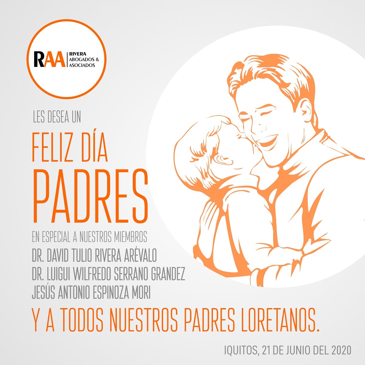 eja_raa's tweet photo. A los padres que forman la familia RAA y a los padres de los miembros, a nuestros clientes, colaboradores, magistrados y amigos. Feliz día. 💙⚖️🌟♂️ https://t.co/y3fQZ1hnBM