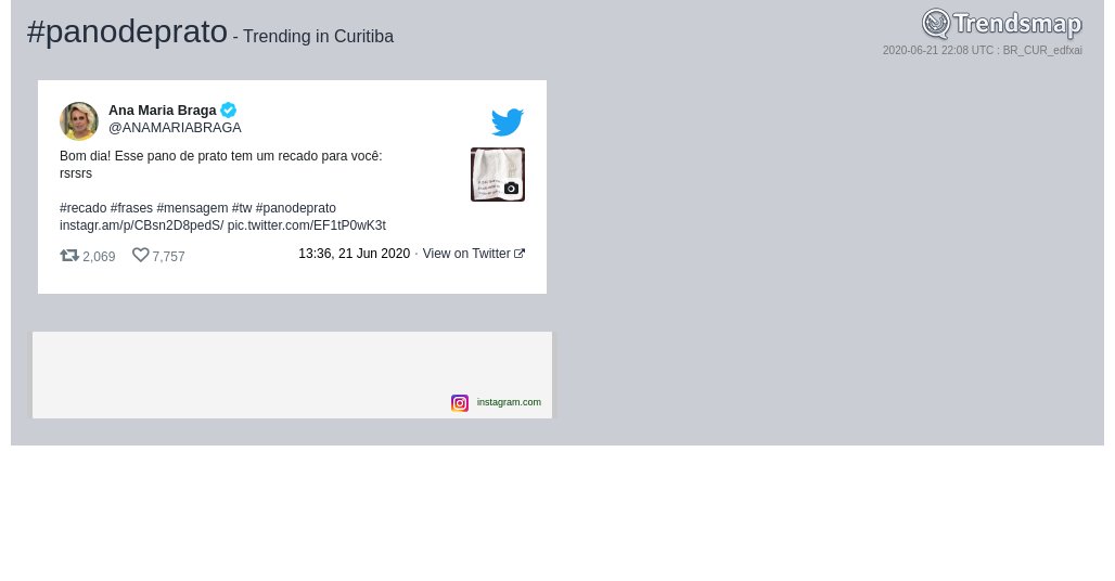 TrendsCuritiba's tweet photo. #panodeprato é tendência em #Curitiba

https://t.co/b17vO5RIPK https://t.co/ziPVSvVcQv