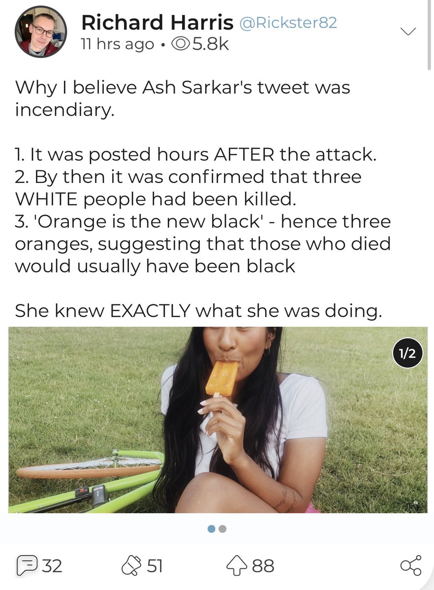 Wow. Parler is unbelievable. Here’s an example.Tin foil hat racist conspiracy about Ash Sarkar, then people likening her to an ISIS bride, calling her filthy scum, saying she needs to be ‘taken out of circulation’ etc.This wasn’t hard to find. I just picked a post at random.