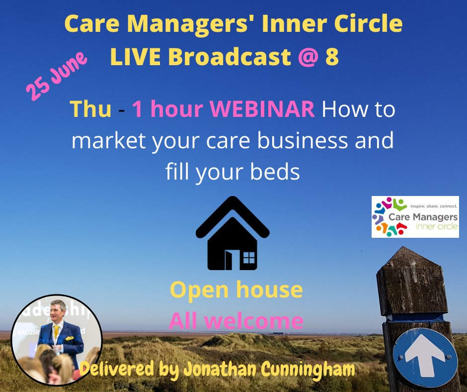 OPEN HOUSE - EVERYONE WELCOME. This UK Care Home Managers Inner Circle webinar is going to be a good one. We will be going through marketing your care business and fill beds. Register at

zoom.us/webinar/regist…
zoom.us/webinar/regist…