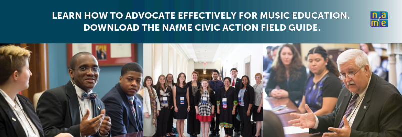 NAfME's tweet photo. The NAfME “Civic Action Field Guide for Music Education” provides an overview of how education is governed, how it is funded, how to get involved in the election process, and how to keep your elected officials accountable: https://t.co/RBvo6Go3Vj #edpolicy https://t.co/mVhIcbyxj8