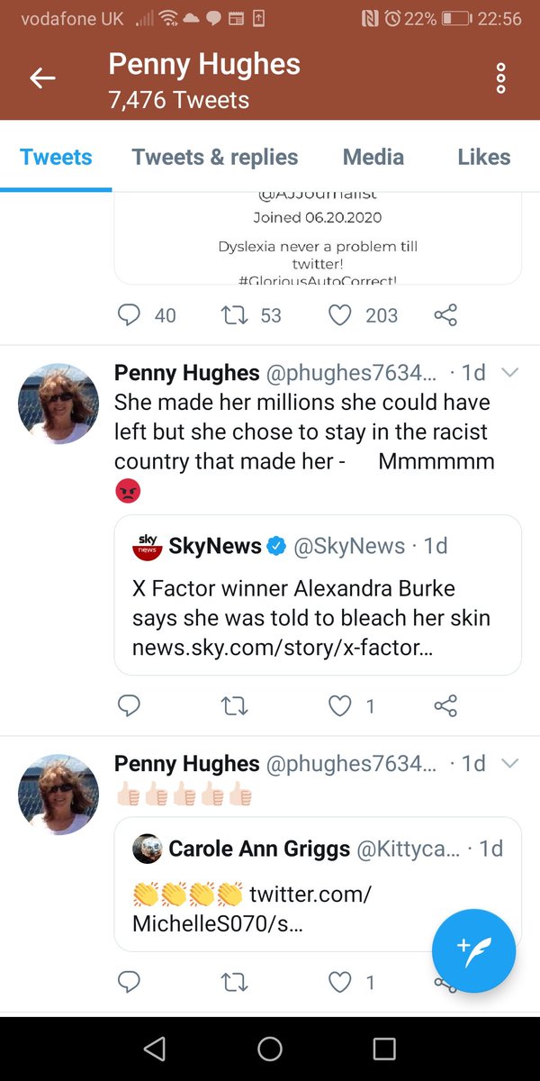 Everyday Racists *23. Penny Hughes has one message for BAME people speaking out against racism or poverty; if you don't like it in 'our' country, go 'home'. Of course, Alexandra's from Islington, Dawn's from Newham, and Zarah's from Birmingham. But facts don't derail bigots...