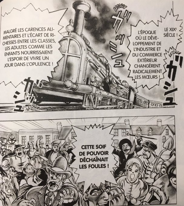 Dans le 1er tome, Araki instaure un cadre très réaliste à l& #39;univers.Il nous place à la fin du XIXème siècle en Angleterre en nous montrant la vie à cette époque de plusieurs points de vu, que ce soit de la haute société via les Joestar ou de la misère via les ghettos de Londres.