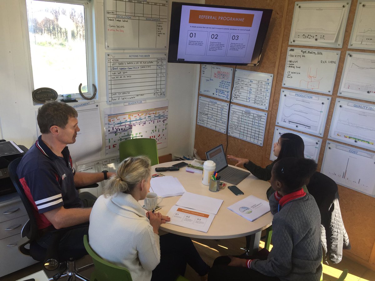 Hamish_Gow's tweet photo. Massey MMgmt Agribusiness students presenting their final project report to their client @LeanDairyFarm https://t.co/LHgOifCLAB
