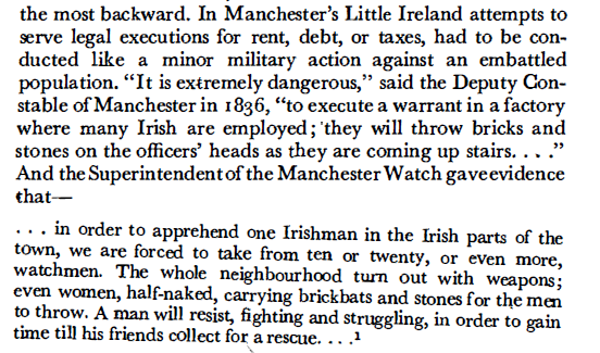 resistance to police in the Irish ghettos of industrializing Manchester