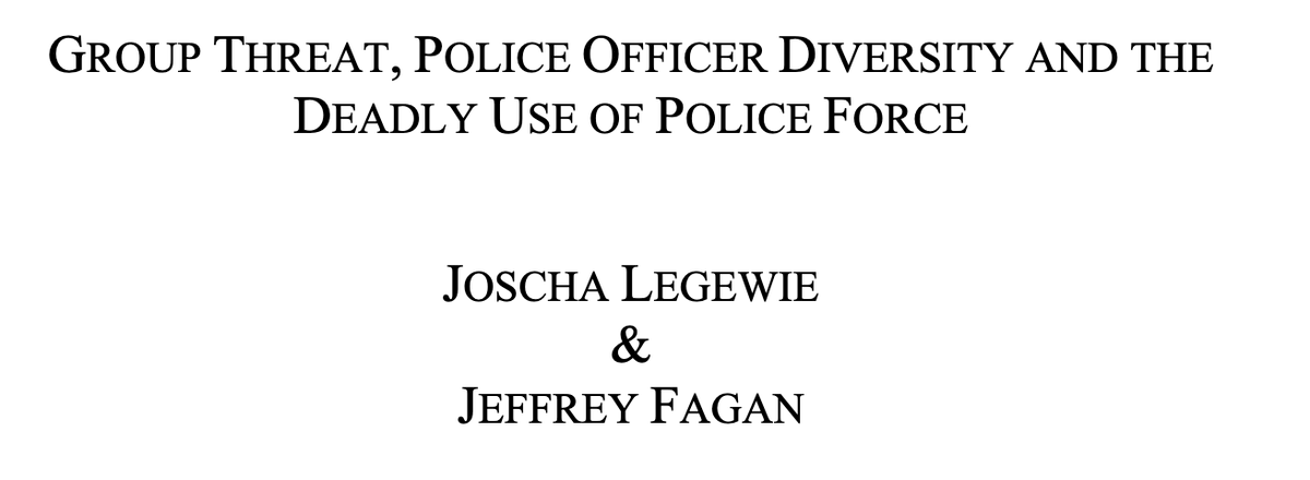 306/ "The black-on-white homicide rate is a significant predictor of officer-involved killings whereas black-on-black homicides and measures for political and economic threat are unrelated to police killings... consistent with a body of ... evidence of police discrimination."