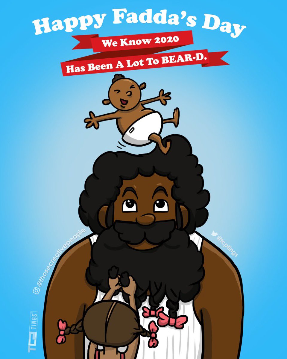 TcpTings's tweet photo. Happy Fadda’s Day! We know this has been a year of having the children at home, limited sports and sparse barber visits but you’ve been handling it #LikeAhBoss Stay strong and keep keeping the family safe. #FathersDay https://t.co/2r7XkfznNO
