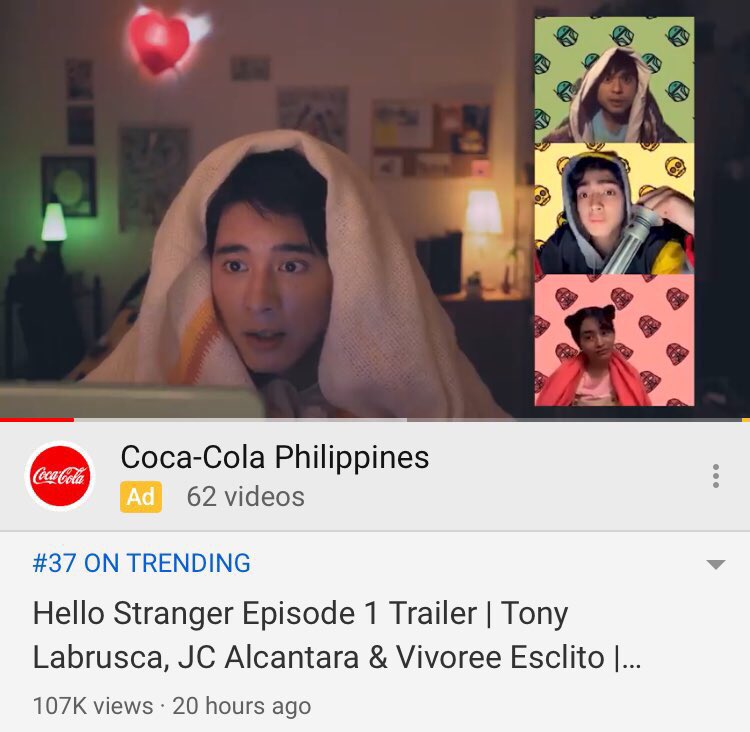 tweetycool22's tweet photo. Trending sa youtube yung trailer ng #HelloStranger @Black_SheepPH @krizgazmen @petersenvargas
#HelloStrangerTrailer #HelloStrangerOnJune24 @vivoree @tonythesharky @imJCAlcantara @patrickquiroz_ @gasvicencio
https://t.co/4l8EIy0JBD https://t.co/gQpUU5pWmO