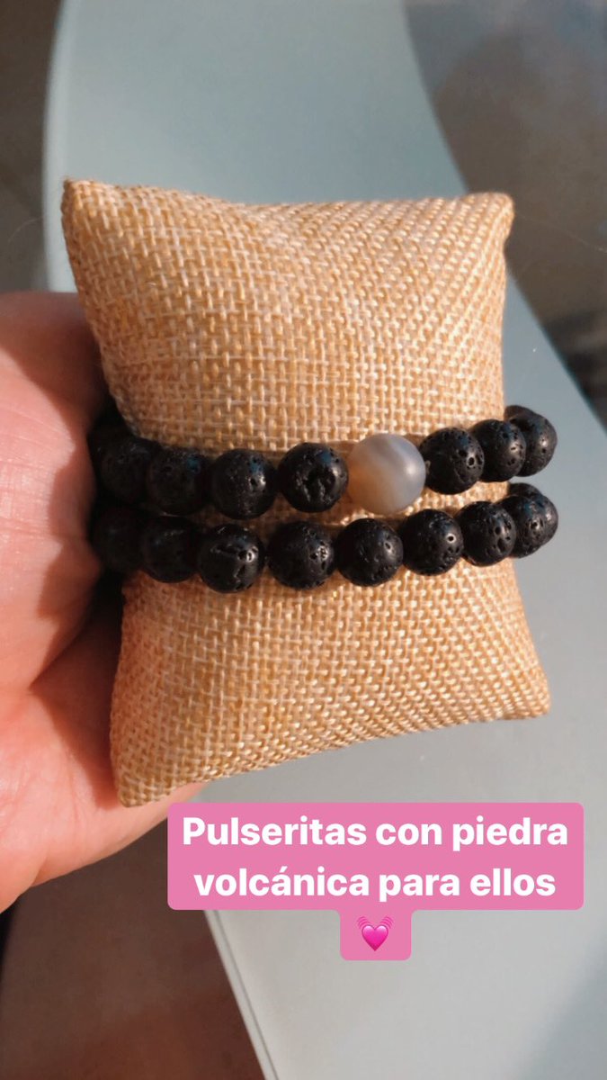 Pulseras de piedra volcánica para hombres, en varios tonos disponibles 💘