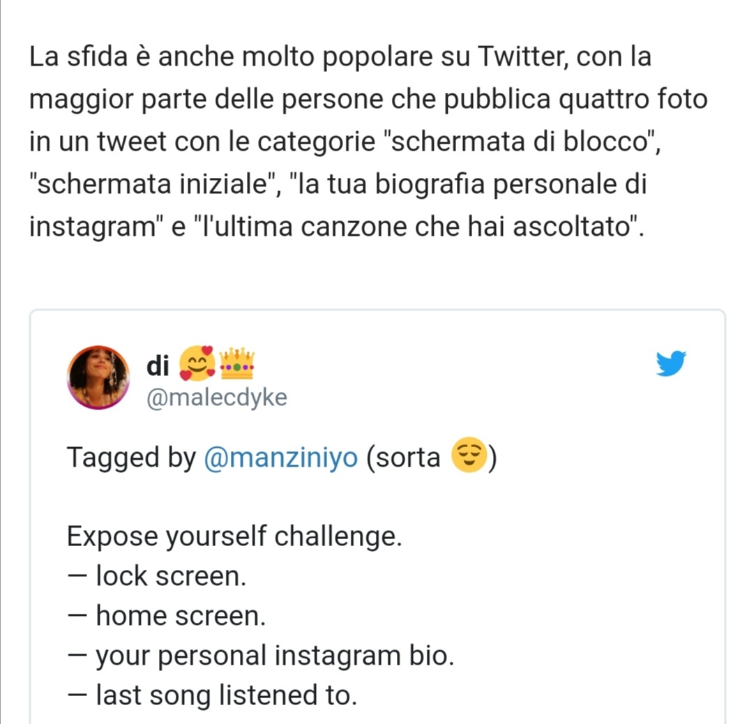 #exposeyourphone  è partito tutto
 da Instagram🤦🏻‍♀️. Ricordate le checklist #challenge con canzone del momento/ canzone del ricordo X /canzone che fa provare Y? Ecco. Giravano tanto durante il lockdown. Ognuno condivideva traccia+ descrizione e taggava altri. Fine del mistero 😉