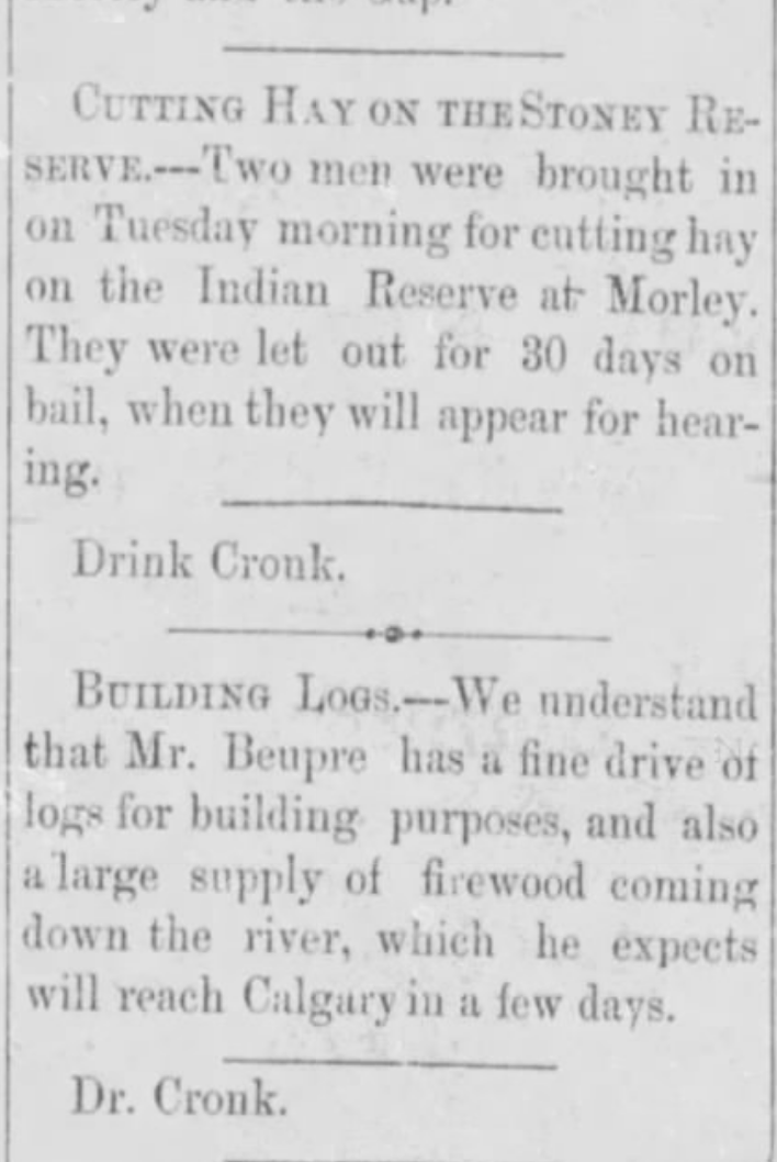 In 1883, a drink called "Cronk" started advertising in the Calgary Herald. See if you can spot their ads.