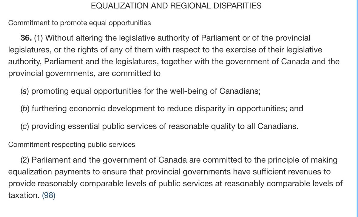 On Recommendation 1, Equalization, the panel correctly points out why a referendum would do nothing, which makes one wonder why one is recommended.As noted by the panel, s. 36 of the Constitution Act, 1982, reads as follows:4/
