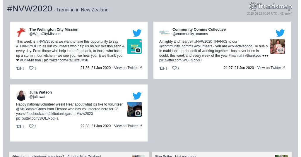 #nvw2020 is now trending in New Zealand

trendsmap.com/r/NZ_qefvff