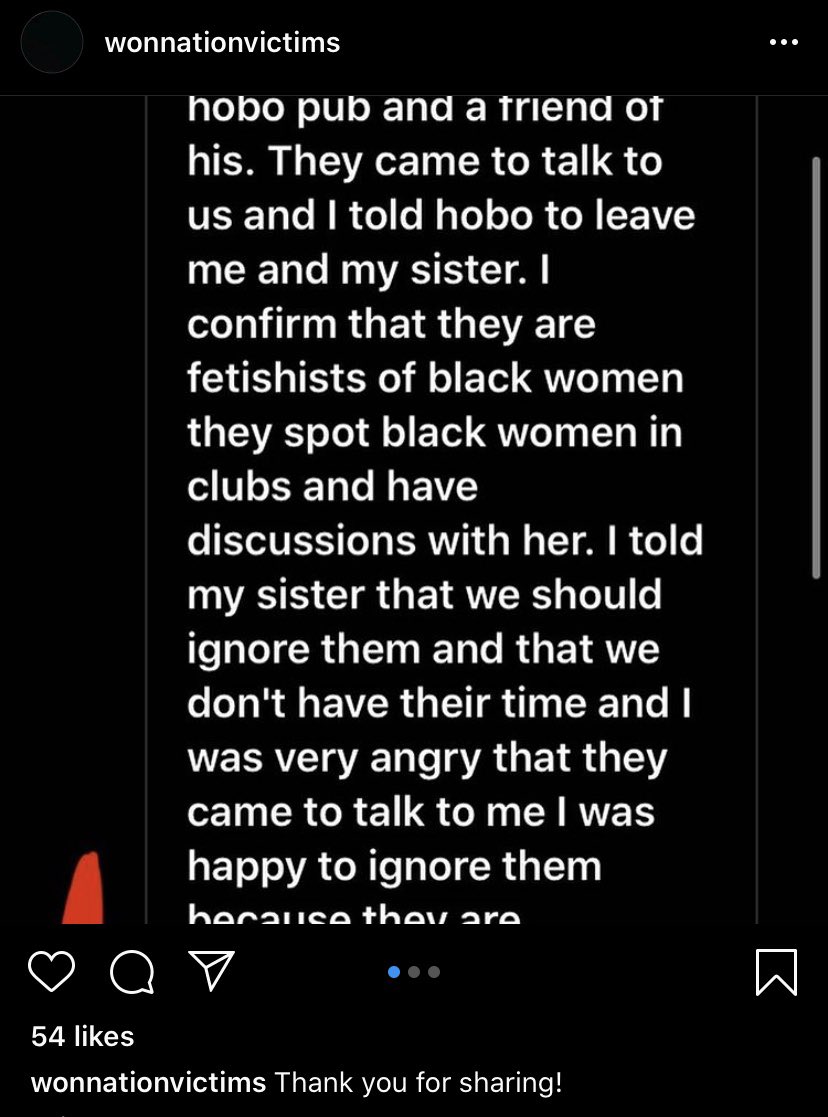 Stories from other victims that claim that these dudes also have black woman fetishes.