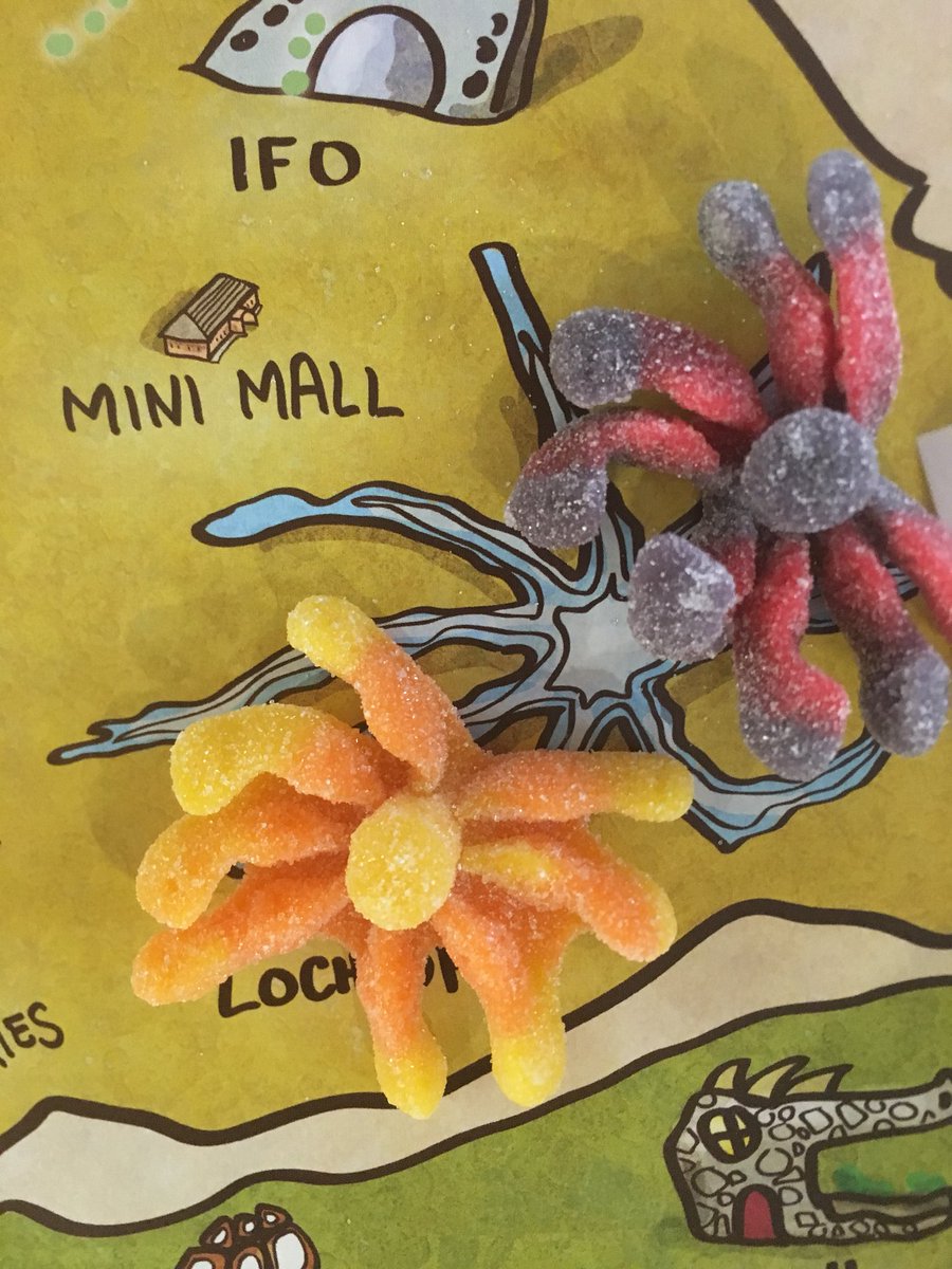 After we saved the day, we all had a celebration at the restored Lochtopus — with real life octopus gummies!