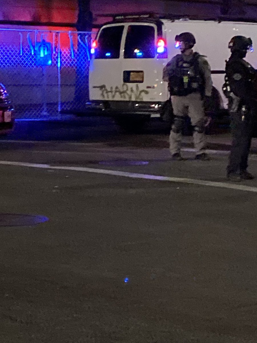 One of the cops vans has been tagged.