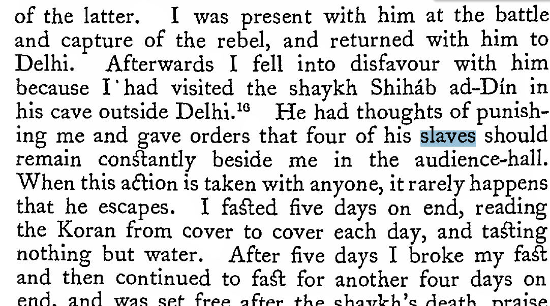 For first time I come across word SLAVE.  #IbnBatuta had a slave boy who ran from him. There are several mentions of  #Slaves in his travel  #history. The slaves were treated as commodity ?Is slavery introduced by invaders?8/n