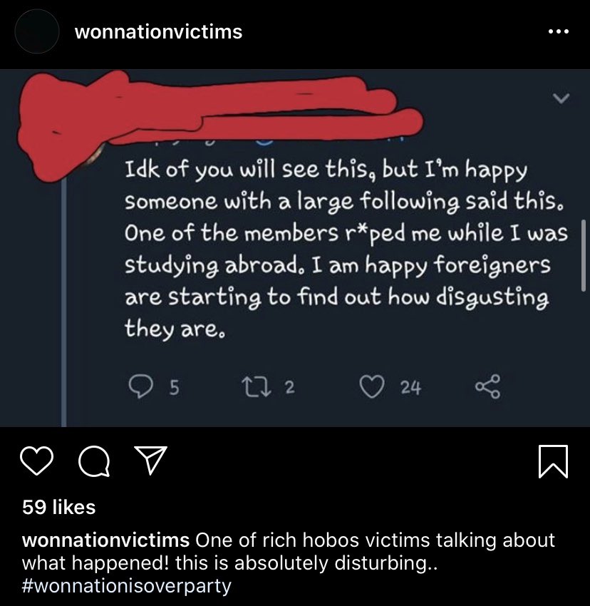 Brief screenshot of one of the victims saying she was indeed r*ped by rich hobo