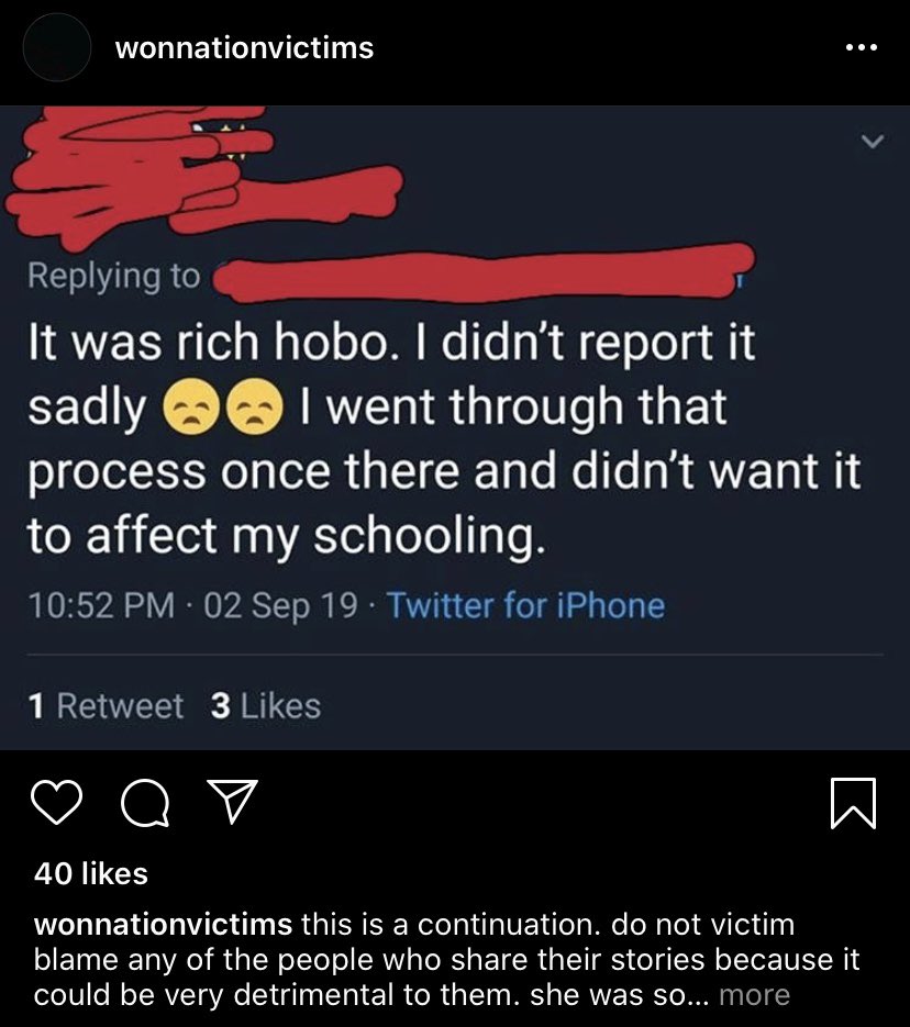 Brief screenshot of one of the victims saying she was indeed r*ped by rich hobo