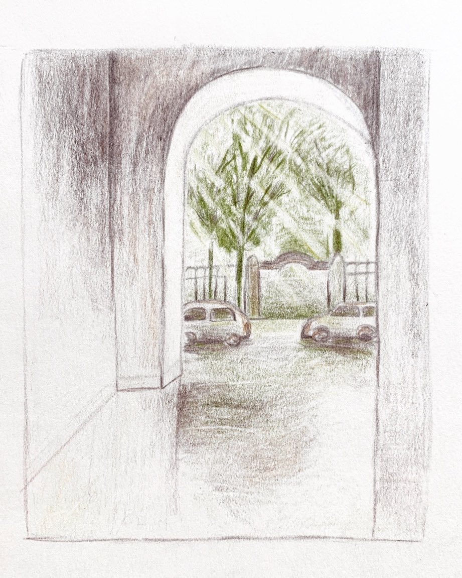 Arch from the reference picture  reminding very much of beautiful Saint-Petersburg and usually hidden from tourist’s eyes but very typical and atmospheric courtyards. #экстрим2020 #archdrawing #sketch #courtyardsketch #citysketch #pencildrawing #pencilillustration #pencilsketch