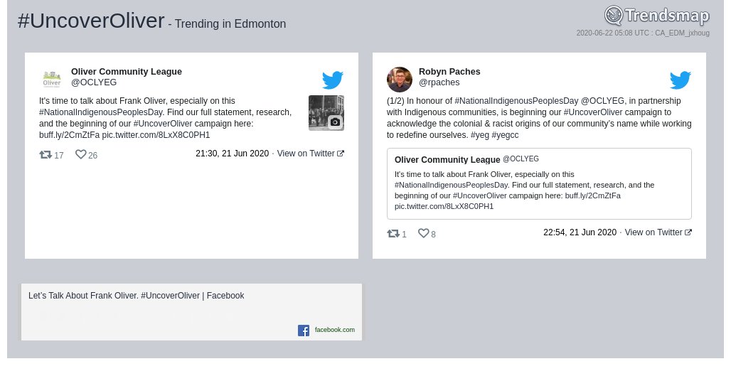 TrendsEdmonton's tweet photo. #uncoveroliver is now trending in #Edmonton

https://t.co/A4XlnHNjtW https://t.co/QCzX1Em5qX