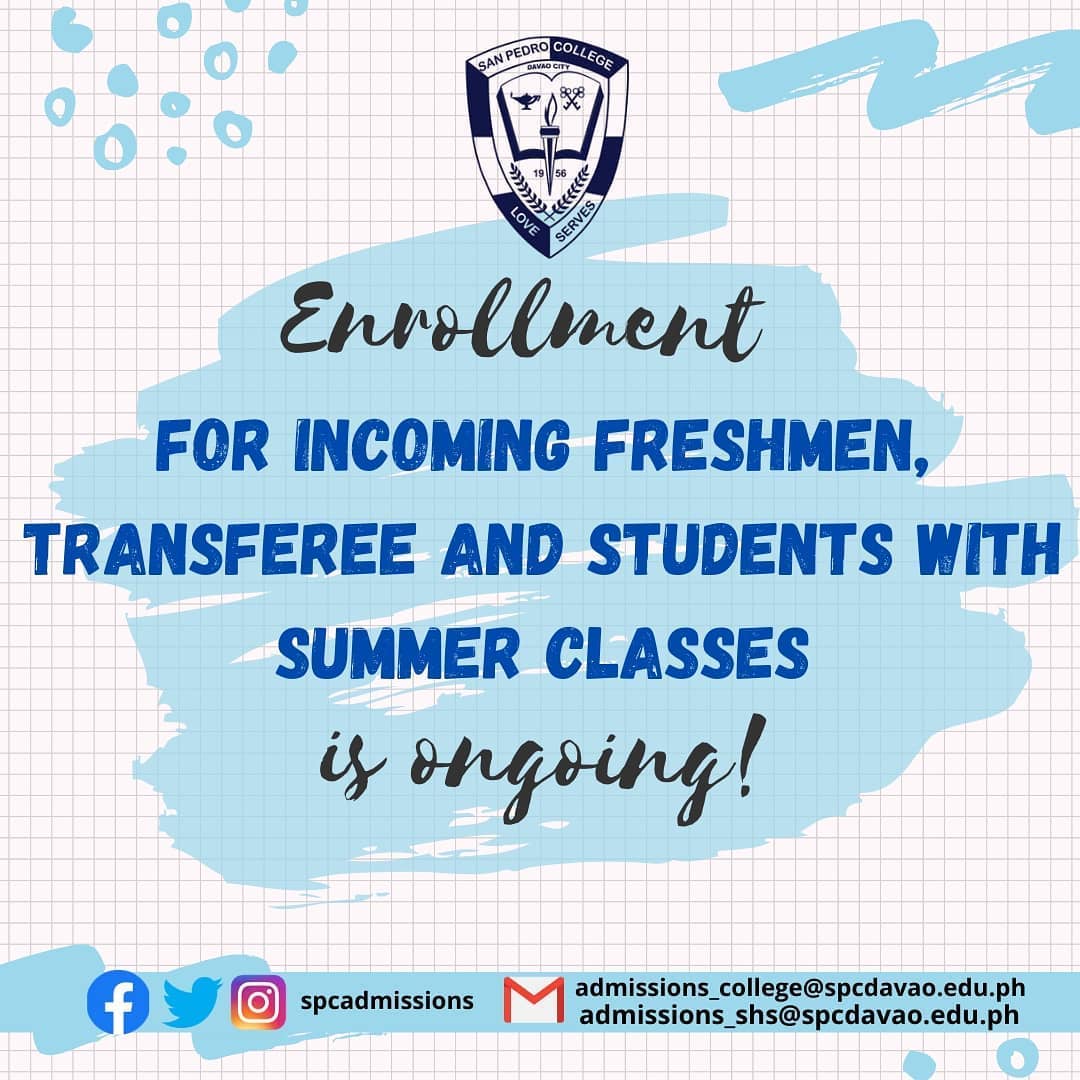 SPCadmissions's tweet photo. Enrollment for Incoming Freshmen, Transferee and Students with Summer Classes is ONGOING! 💙🤍 https://t.co/S2YalePfkG