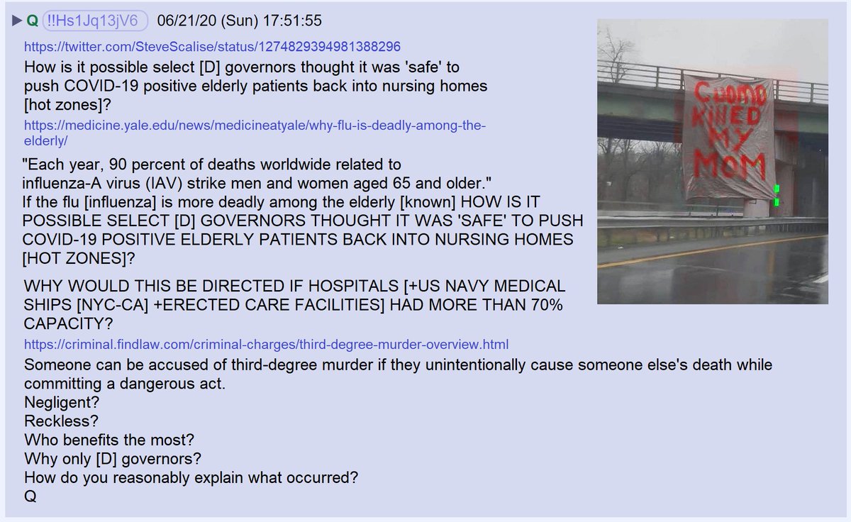 43) Since it has long been known that the elderly are most at risk for contracting influenza and dying from it, how do Governors justify their mandates that nursing homes accept covid positive patients?