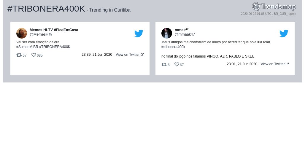 TrendsCuritiba's tweet photo. #tribonera400k é tendência em #Curitiba

https://t.co/Z0znmDxgyq https://t.co/CtT2jY3VbQ